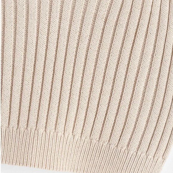 Beige Ribbed Cropped Cami Top - Picture 3 of 6